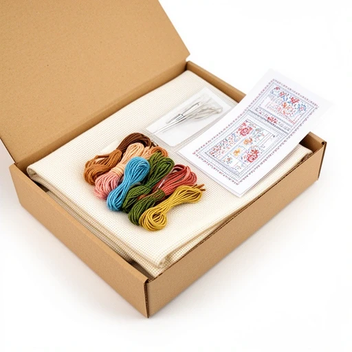 Pudełko z zestawem materiałów do haftu