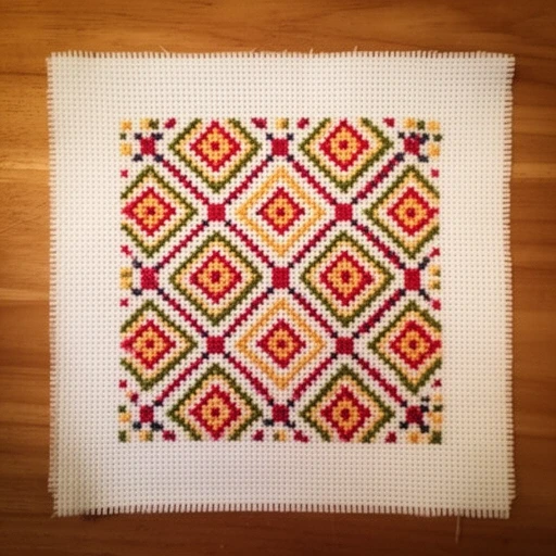 Haft krzyżykowy – projekt ze wzorem geometrycznym